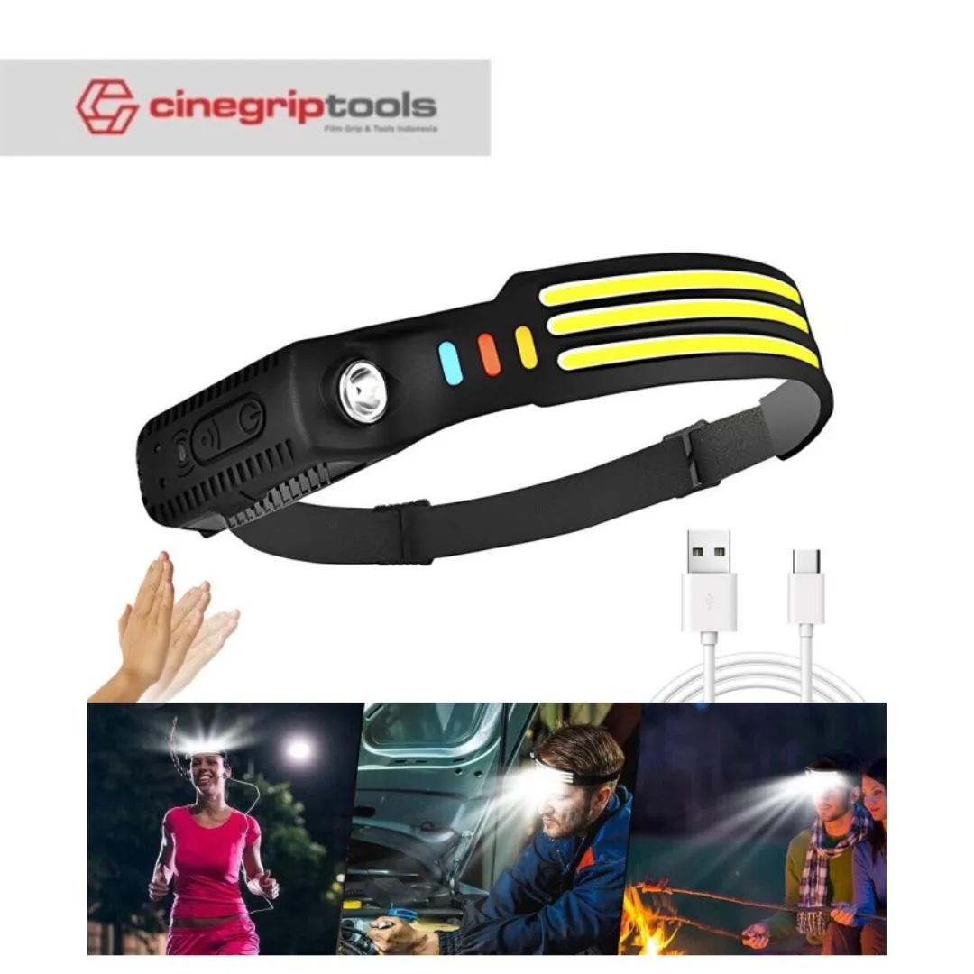 Headlamp LED Flashlight with Motion Sensor - Waterproof Head Lamp, Hard Hat Light for Outdoor Camping Running Hiking Fishing
