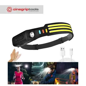 Headlamp LED Flashlight with Motion Sensor - Waterproof Head Lamp, Hard Hat Light for Outdoor Camping Running Hiking Fishing