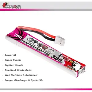 CODDAR LIHV BATTERY 1S 380MAH 70C HV CABLED JST-PH 2.0 CONNECTOR