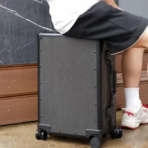 Koper/luggage 20-inch Carbon Fiber Suitcase Aluminum Frame With Fingerprint Lock, koper karbon kevlar