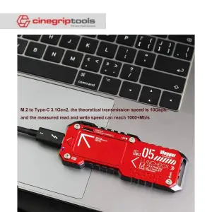 Vlogger Lunch box No. 5 tactical m2 aluminum alloy hard disk box dual protocol usb3.1gen2 external nvme reader universal - Red/Black