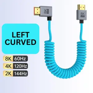 HDMI 8K 4k Cable Braided Slim Spring Cable Cinema Camera Monitor Laptop Computer Tv Projector 8K BLUE