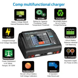 T240 Dual-Channel Color Screen Charger 150W 10A*2 Charger Lithium Battery Intelligent Balance Charger HTRC
