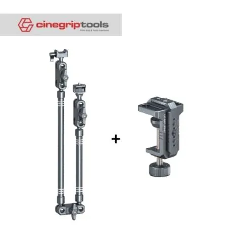 Leaplight aluminum alloy phone stand for overhead photography, a desktop tripod for shooting and recording videos, VOLG live streaming, unboxing,and bird's-eye view. Expandable fill light. - LYM4 C-clamp + LYE18 Magic Arm