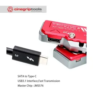 Vlogger Lunch box aluminum alloy SATA Type-C 3.1 gen1 high-speed card reader 2.5SSD hard drive Photographer-Red