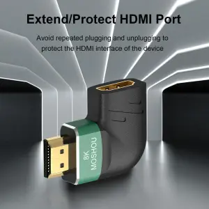 8K HDMI Male to Female 90° & 270° Degree Side Bend Adapter
