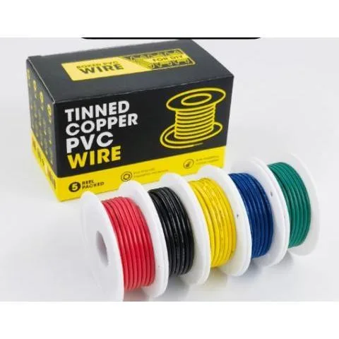 5METER 1007 PVC WIRE 18AWG-5ROLL - MERAH, HITAM, KUNING, BIRU, HIJAU