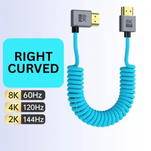 HDMI 8K 4k Cable Braided Slim Spring Cable Cinema Camera Monitor Laptop Computer Tv Projector 8K BLUE