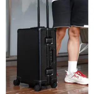 Koper/luggage 20-inch Carbon Fiber Suitcase Aluminum Frame With Fingerprint Lock, koper karbon kevlar