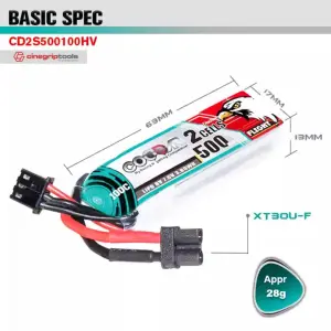 CODDAR 2S 500mAh 7.6V 100C LiPo Battery XT30 LiHV