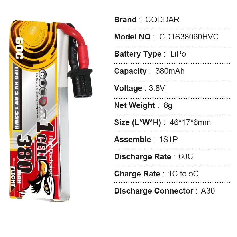 CODDAR HV 1S 380MAH 3.8V 60C