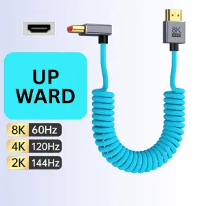 HDMI 8K 4k Cable Braided Slim Spring Cable Cinema Camera Monitor Laptop Computer Tv Projector 8K BLUE
