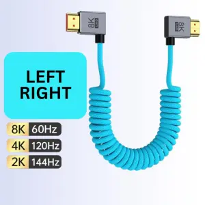 HDMI 8K 4k Cable Braided Slim Spring Cable Cinema Camera Monitor Laptop Computer Tv Projector 8K BLUE