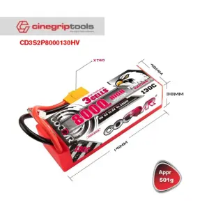 CODDAR 3S 8000MAH 11.4V 130C Cabled XT60 HARD CASE LiHV RC LiPo Battery