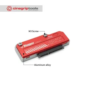 Vlogger Lunch box aluminum alloy SATA Type-C 3.1 gen1 high-speed card reader 2.5SSD hard drive Photographer-Red