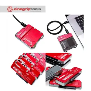 Vlogger Lunch box aluminum alloy SATA Type-C 3.1 gen1 high-speed card reader 2.5SSD hard drive Photographer-Red
