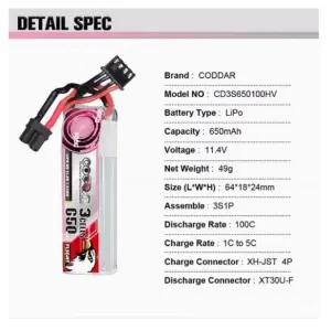 CODDAR 3S 650MAH 11.4V 100C XT30U-F