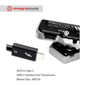 Vlogger Lunch box aluminum alloy SATA Type-C 3.1gen1 high-speed card reader 2.5SSD hard drive Photographer - Black