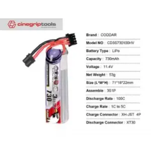 CODDAR 3S 730mAh 11.4v 100C XT30